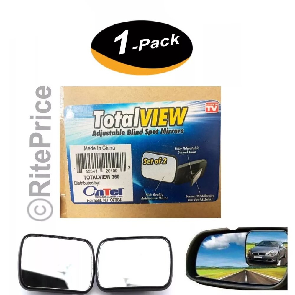 (1 Pack) Total View SureView 360 Adjustable Blind Spot Mirror set of 2 - New
